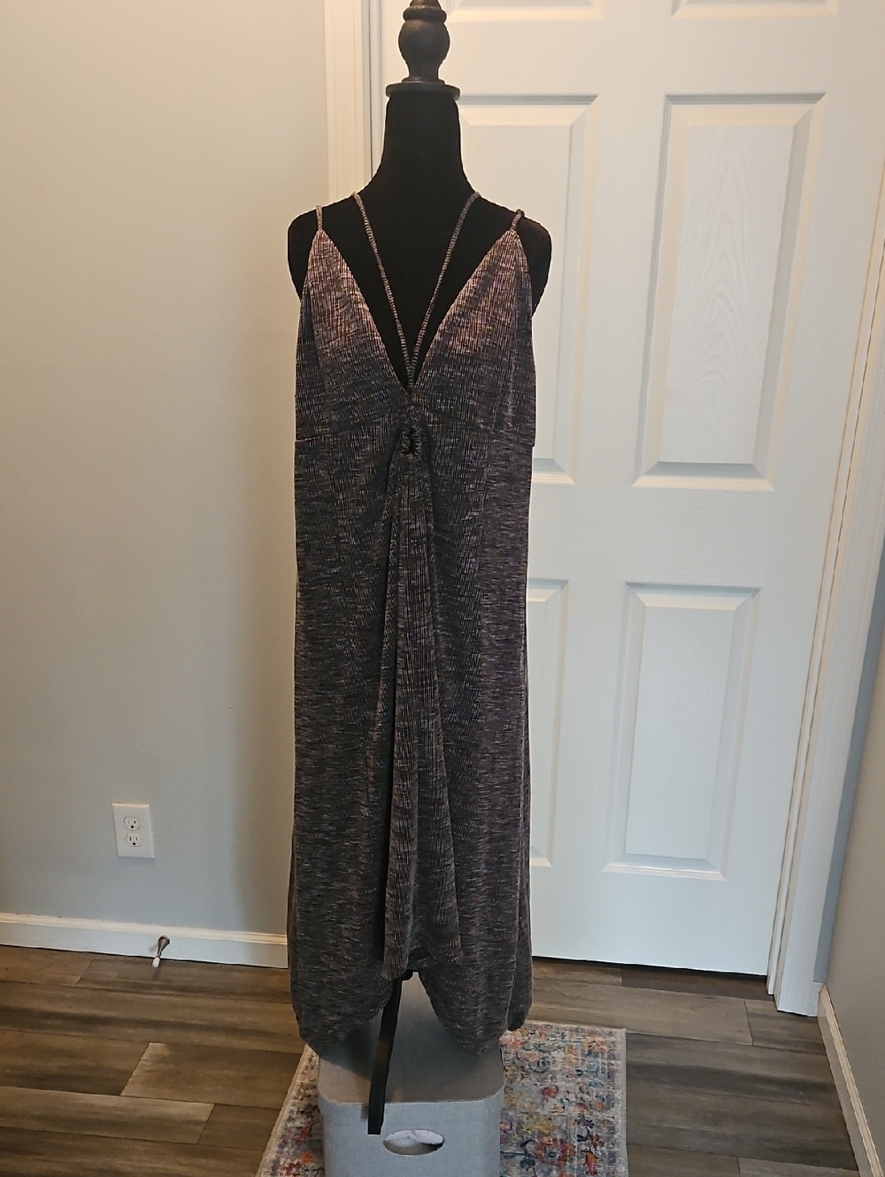 Joyfolie XXL High Low Strappy Ribbed Dress Brown